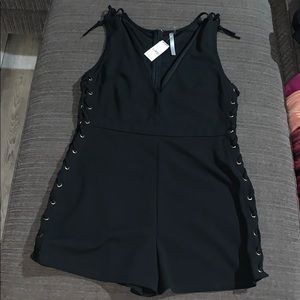 Side lace up romper